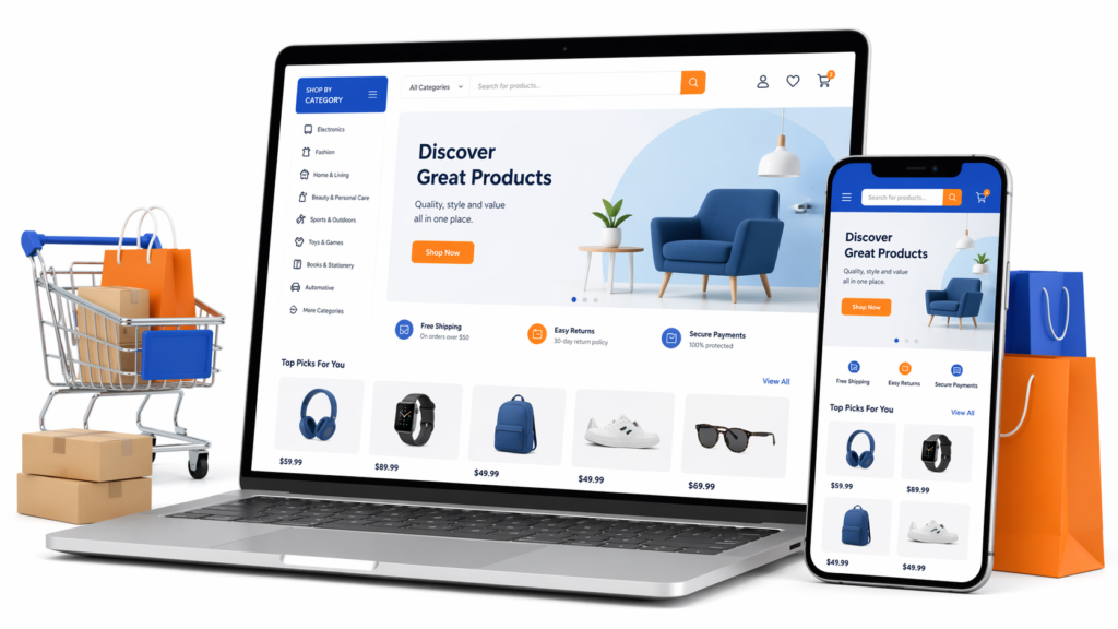 website development and product listing