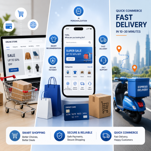 E-commerce business cycle process from customer order to product delivery